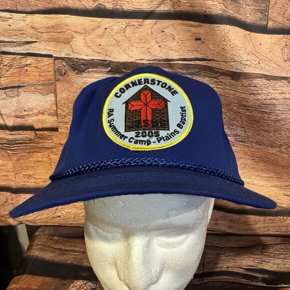 Vintage 2005 Cornerstone RA Summer Camp Plains Baptist Blue SnapBack Cap Hat - Picture 1 of 7